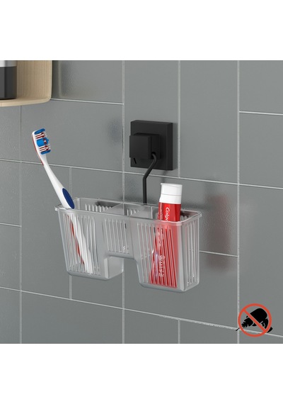 Teknotel Easyfıx Yapıskanlı Plastik Banyo Rafı Mat Siyah Ef058 Beyaz