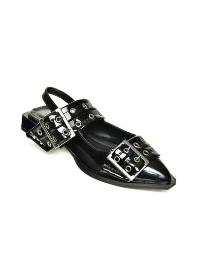 Fox Shoes U518600108 Siyah Rugan Alçak Topuklu Kadın Ayakkabı Siyah