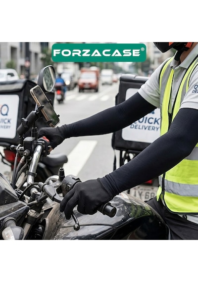 Forzacase Uv Güneş Koruyucu Sporcu Ve Kurye Kolluğu Esnek Likralı Kol Kılıfı Siyah - Fc1250