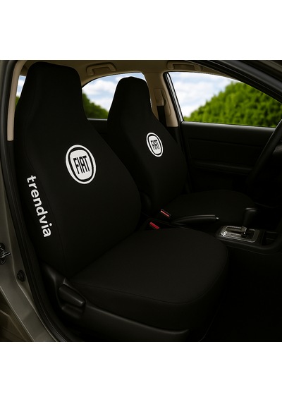Siyah Penye Kumaş Fiat Logolu Ön Ve Arka Oto Koltuk Kılıfı Takımı