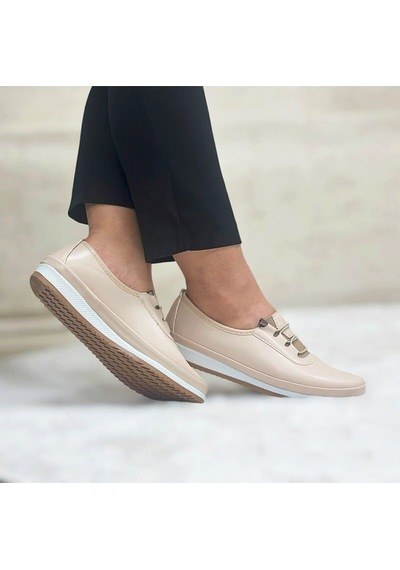 Meluxury Shoes Tam Ortopedik Siyah Anne Ayakkabısı Sportif Babet Model Kadın Ayakkabı Model:mg361 Krem