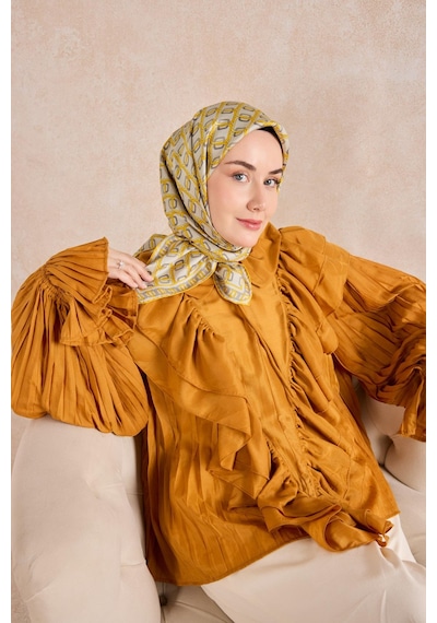 Silk Home Twill İpek Eşarp Zincir Açık Gri Çok Renkli