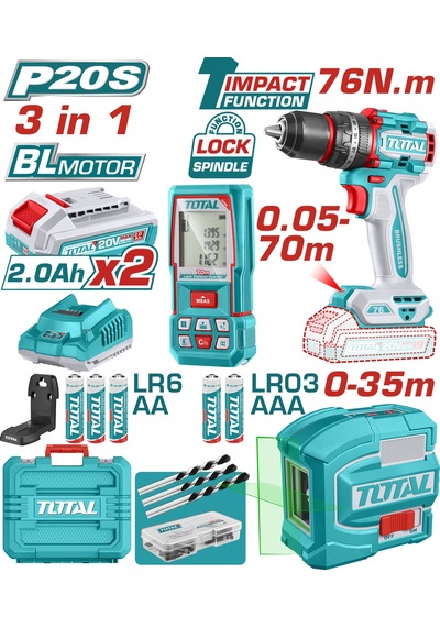 Total Avantaj Set - Matkap, Lazer Metre, Lazer Hizalama