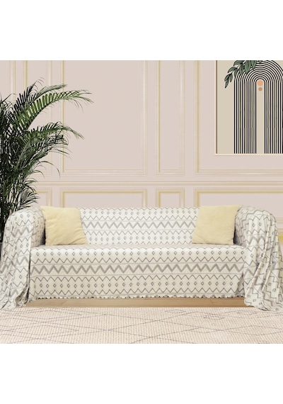 SoftMicro İskandinav Desenli Gri Koltuk Örtüsü,180x220 cm Kanepe Örtüsü, Koltuk Şalı, Tv Battaniyesi