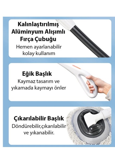 Mefa Ös Teleskopik Mikrofiber Araba Yıkama Fırçası Uzun Saplı Fır