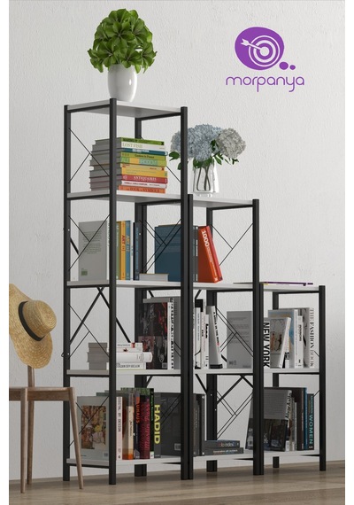 Morpanya Vera Metal Kitaplık 3 Bölmeli Kitaplık Çok Amaçlı Dosya Kitap Ra 001