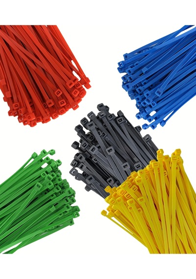 Kavanozlu 200 Adet 5 Renk Elektrik Kablosu Kablo Bağı Klips Plastik Kelepçe Cırt Cırt Kelepçe 120 Mm