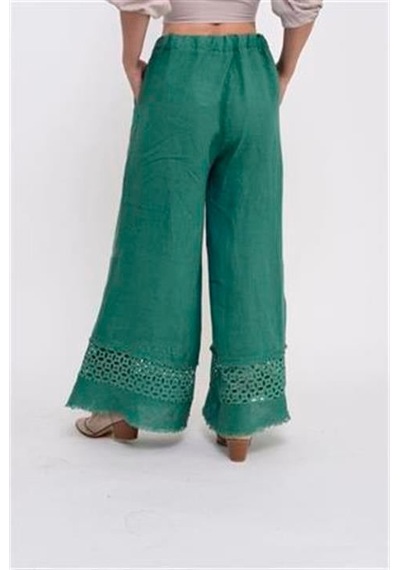 Eren Style İtalyan Fisto Detaylı Keten Pantolon-9186 Yeşil