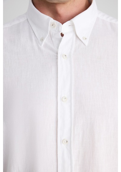 D'S Damat Ds Damat Comfort Beyaz Flamlı Pamuk-keten Yazlık Gömlek 6hc02ort01304 Çok Renkli
