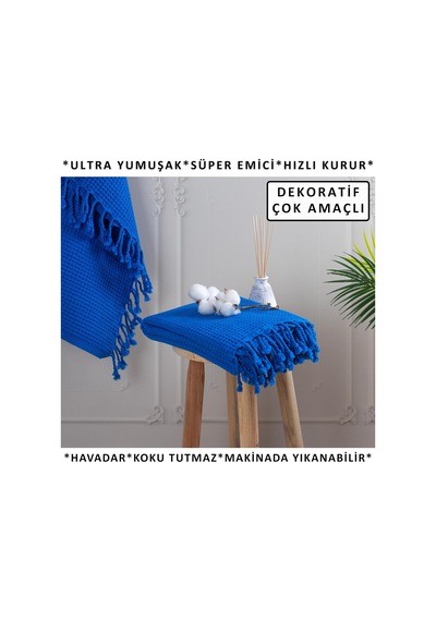 Püskül Lüks Waffle Plaj Havlusu Peştemal, 100% Pamuk Yumuşak Süper Emici İnce Hafif Kompakt Waffle Dokuma Plaj Ha 0 - 1 Yaş