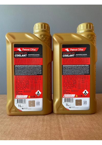 2 Adet Petrol Ofisi Organik Kırmızı Renk 1 Litre Konsantre Antifriz 09/2025 Üretim 2 Adet Kırmızı