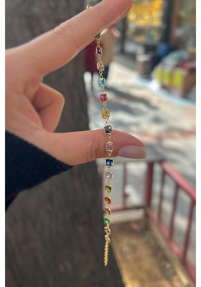 Gümüş Kare Renkli Taşlı Sıvama Bileklik Cm562es2 Diğer