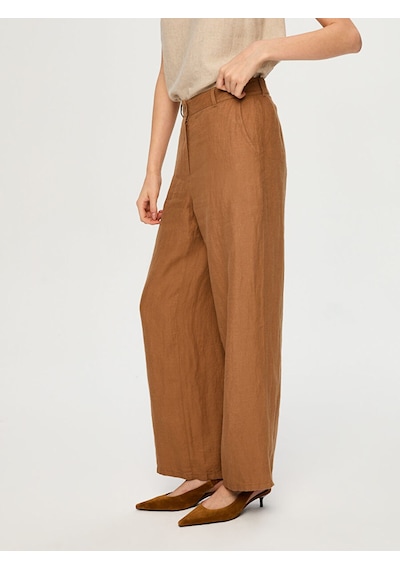 Faik Sönmez Wide Leg Fit %100 Keten Pantolon S26pnt010 Us26pnt01035 Camel