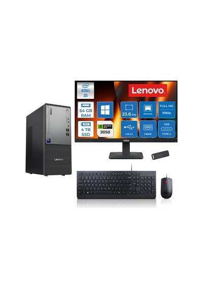 Lenovo ThinkCentre Neo 50T Gen 6 13BD007UTR2423H25 Ultra 5 225 64 GB 4 TB SSD RTX3050 23.8" W11H Masaüstü Bilgisayar + USB Bellek