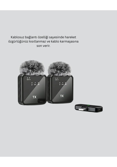 Ceylan Adam 2 Li Kablosuz Yaka Mikrofonu Type-c Ve Lightning Uyumlu Profesyonel Set
