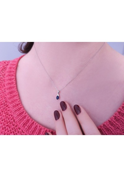 Sirius Oval Safir Taşlı Pırlanta Kolye 0804P0053