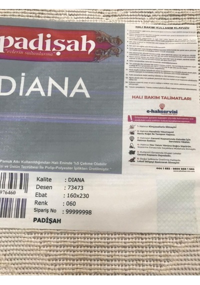 Padişah Halı Diana 73473 060 Serisi Salon Oturma Yatak Odası Halısı Krem