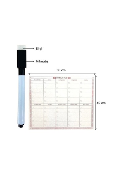 Şeffaf Kendiliğinden Yapışkanlı Kalemli Haftalık Planlayıcı 40cm-50cm 5728