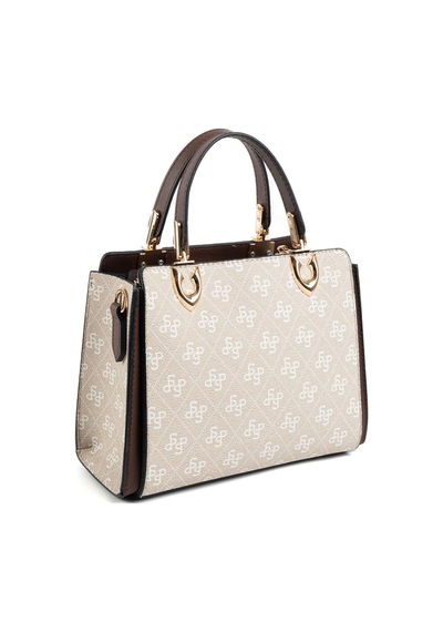 Silver Polo Sp1133 Kadın El Çantası Monogram Taş-kahve