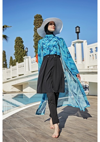 Remsa Mayo Remsa Tesettür Mayo Üzerine Tek Kaftan Kimono Pareo Rp014 Berrin Siyah