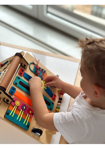 Montessori Aktivite Öğrenme Çantası Eğitici ve Geliştirici Ahşap Oyuncak Panosu Tahtası