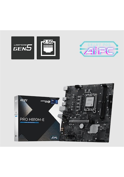 Msı Pro H810m-e Ddr5 6400mt/s 1xhdmı 1xdp 1xm.2 Usb 3.2 Matx 1851p Intel Ultra Processors Serıes 2