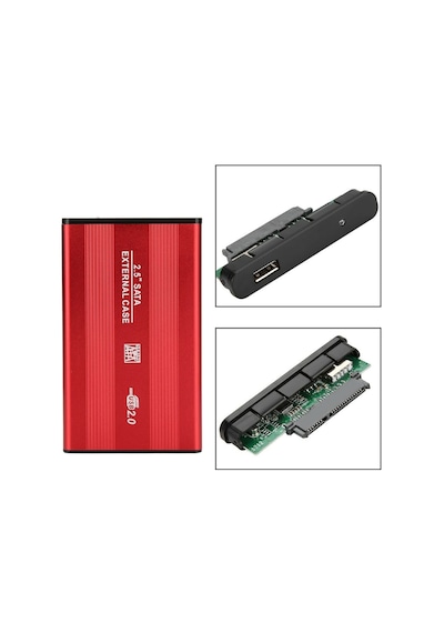2.5 Hdd Kutusu Usb 2.0 Harici Metal Harddisk Kutusu Kırmızı