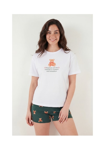 Lela Bayan Pijama Takımı 65790782 Beyaz-yeşil