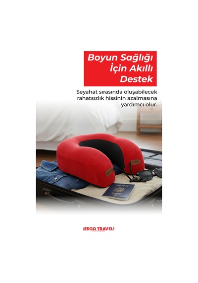 Viscofoam Lux Ortopedik Seyahat Yastığı Visco Boyun Destekli Seyahat Yastığı - Kırmızı | Ergo Travel