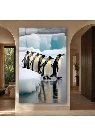 Penguen Grubu Çerçevesiz Cam Tablo
