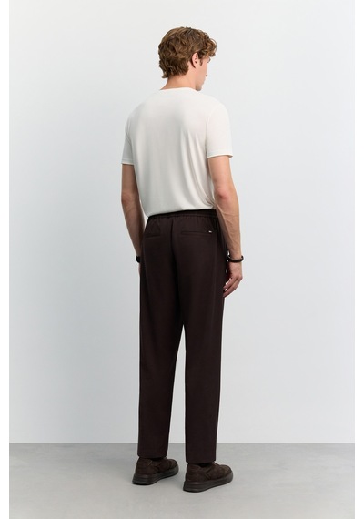Avva Erkek Kahverengi Beli Lastikli Bağcıklı Kolay Ütülenen Relaxed Fit Jogger Pantolon A62y3041 Kahve