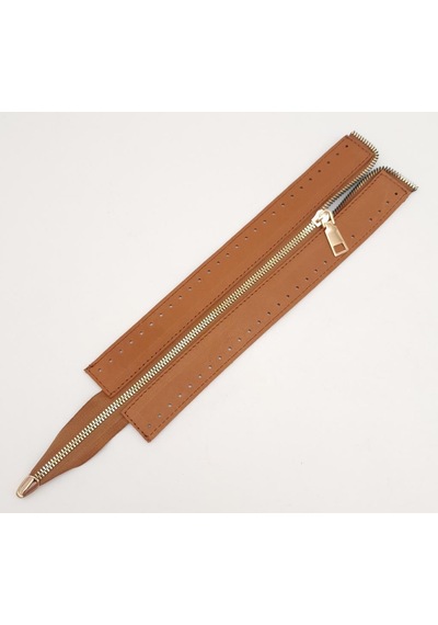 Angel Çanta Aksesuar Gerçek Derili 28 Cm Taba Renk Fermuar Light Gold Metalli