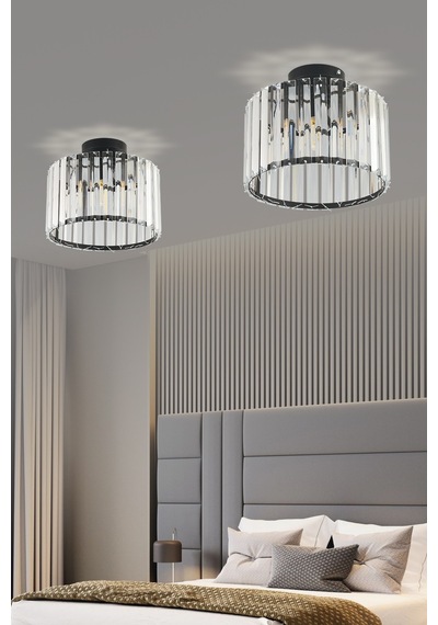 Luna Lighting Modern Lüx Kristal Siyah Plafonyer Avize lunasmt-t Siyah