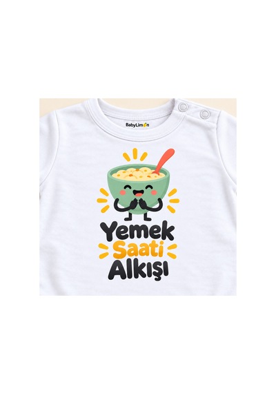 Babylimon Yemek Saati Alkışı Beyaz Kısa Kollu Çıtçıtlı Bebek Zıbını Beyaz - Yemek Saati Alkışı - 928161924 Beyaz - Yemek Saati Alkışı