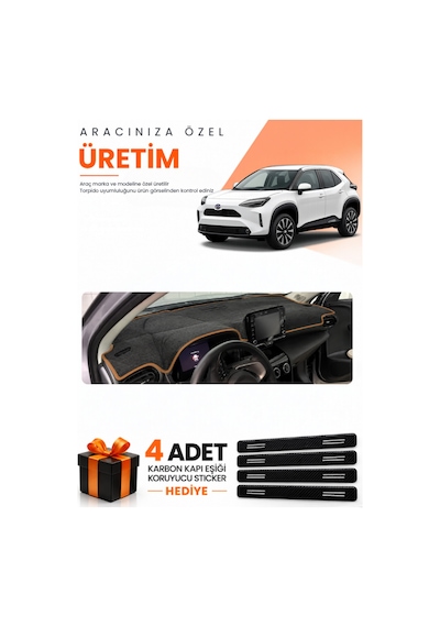 Toyota Yaris Cross 2022-2025 Uyumlu Torpido Koruma Örtüsü Oto Kılıfı - Siyah Kahverengi