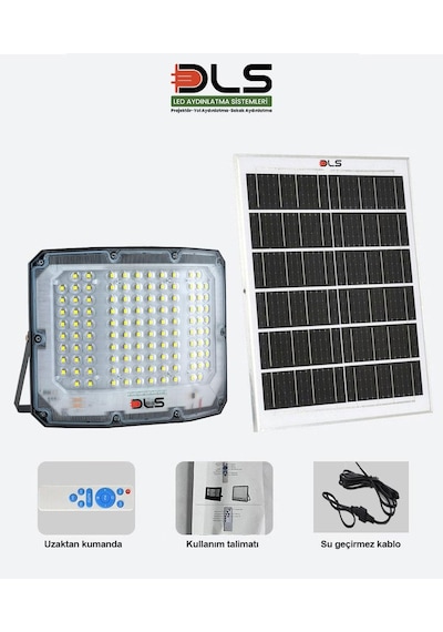 Dls 450w Güneş Enerjili Solar Led Projektör Harici Solar Panelli, 5 Metre Kablolu, 505-450