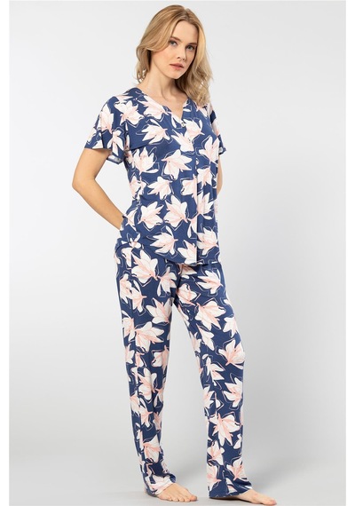 Türen 3606 Kadın Kısa Kollu Pijama Takımı-lacivert Lacivert