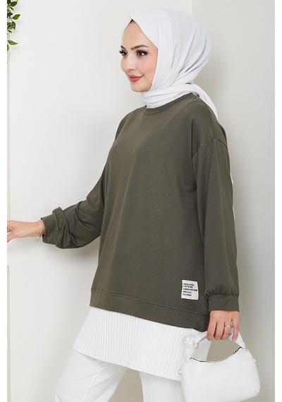 Bestenur Arma Detay Piliseli Oysho Tunik 1627 - Haki Haki