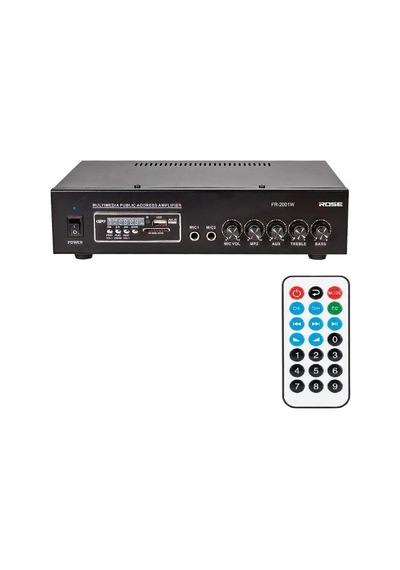 Rose Fr-2001w 80watt 2 Mikrofon Girişli Mp3+ Bluetooth+sd Kart+kumandalı Trafolu Anfi