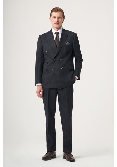 İmza Lacivert-gri Kırlangıç Yaka Çizgili Kruvaze 6 Drop Slim Fit Tam Astar Esnek Takım Elbise 1001260286 Lacivert - Gri İmza Lacivert-gri Kırlangıç Yaka Çizgili Kruvaze 6 Drop Slim Fit Tam Astar Esnek Takım Elbise 1001260286 Lacivert - Gri