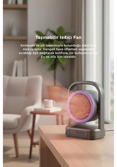Torima HT100 Taşınabilir Sessiz Hızlı Isıtma 500w Kompakt Isıtıcı Mini Isıtıcı Fan