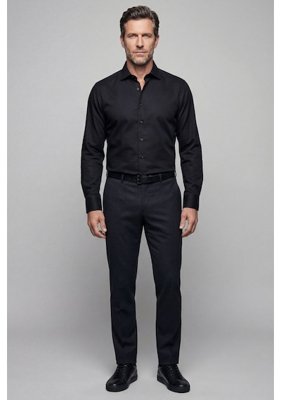 Bisse Klasik Regular Fit İtalyan Yaka Pamuk Siyah Erkek Gömlek Gmkls092230027 D99