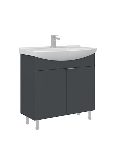 Orka Purus 80 Cm Mat Antrasit Ayna Dolaplı Banyo Dolabı Takım Ayaklı Antrasit
