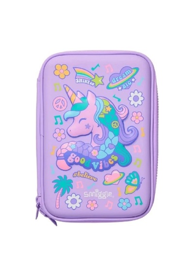 Smiggle All Stars Sert Kapaklı Çift Bölmeli Kalem Kutusu Leylak 456167 Çok  Renkli