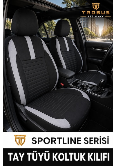 Fiat Doblo 2010-2024 Uyumlu Sportline Serisi Siyah Gri Oto Koltuk Kılıfı