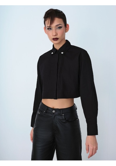 LOFT Loose Fit Kadın Gömlek U.kol Lf2040304 Q1.v1 Siyah