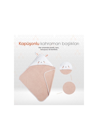 Hero Kahraman Başlıklı Bebek & Çocuk Kurulama Havlusu Bunny 75x80 Cm