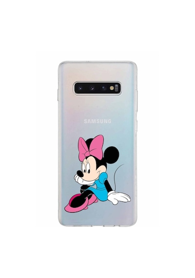 Samsung Galaxy Uyumlu S10 Plus Kapak Minnie Mouse Tasarımlı Şeffaf Silikon Kılıf Şeffaf