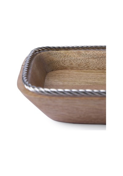 Yargıcı Metal Detaylı Mango Ağacı Dikdörtgen Tabak 15x28x5 Cm 26knhs1040n St