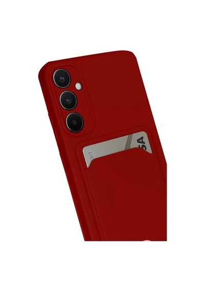 Newface Samsung Galaxy S24 Fe Kılıf Kelvin Kartvizitli Silikon - Kırmızı